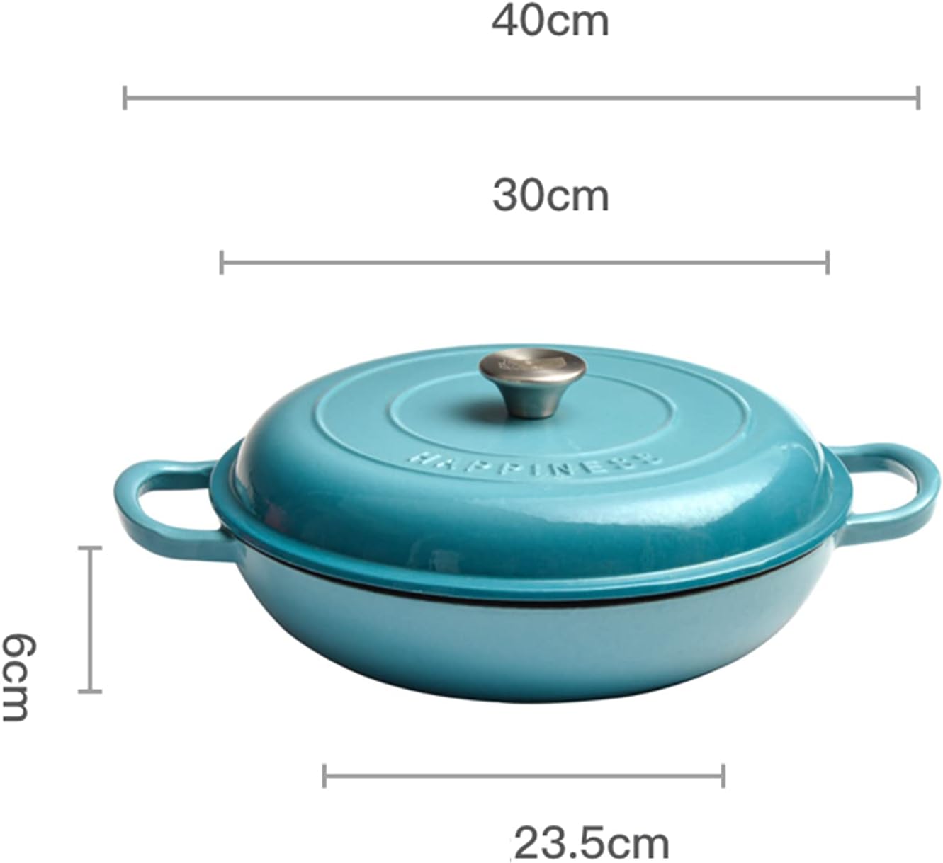 Shallow Casserole Braiser, Enameled Cast Iron Casserole Dish With Lid And Handle, Non Stick Cooking Pan Pot Dutch Oven, Blue