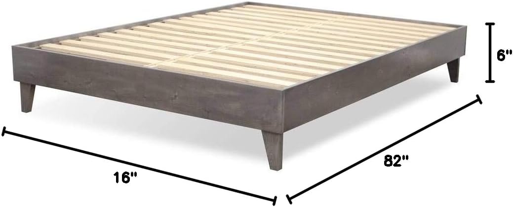 eLuxurySupply Wooden Platform Bed Frame California King Size, Black - Low Profile, No Box Spring Needed, Easy Assembly, Wooden Modern Minimalist Style