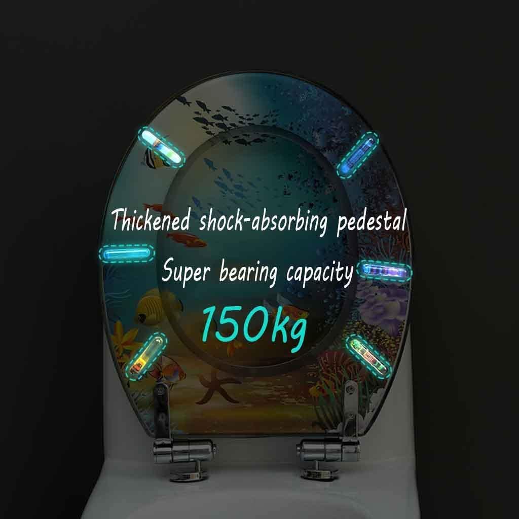 Universal Standard Round Toilet Seat Thickened Resin Toilet Seat Beautiful Dolphin Starfish Shell Toilet Seat Resin Toilet Lid (B)