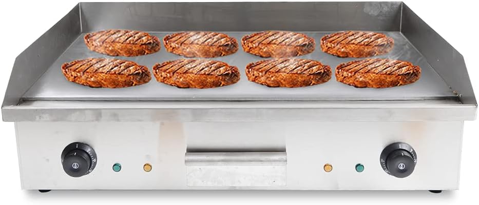 OUKANING 4400W 29' Commercial Electric Griddle 110V Countertop Griddle Flat Top Grill Hot Plate BBQ Adjustable Thermostatic Control Stainless Steel Restaurant Grill