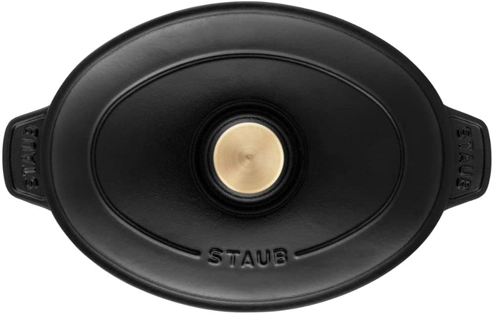 Staub Auflaufform, Oval (23 x 17 cm, 1 L mit mattschwarzer Emaillierung im Inneren der Auflaufform) Schwarz