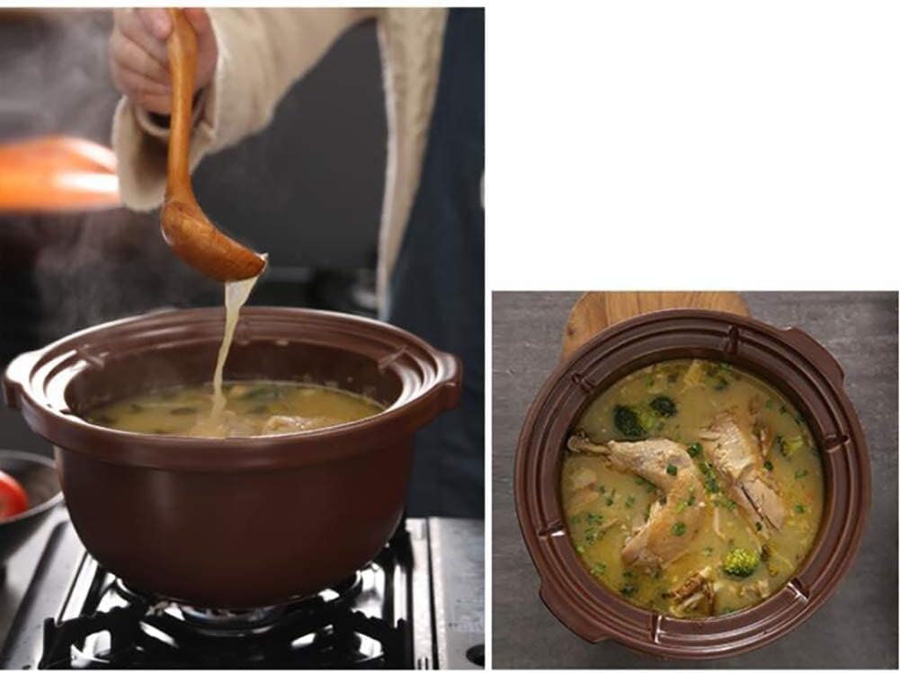 Clay Pot Stockpot,Ceramic Casserole with Lid and Handle Braiser Pan Healthy Saucepan for Braising Slow Cooking Bibimbap Black A 6.3quart (Brown 2.64Quart)
