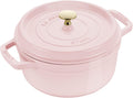 staub Cocotte Round Sorbet Rose Z1030-215 'Pico Cocotte Round Sorbet Rose 8.7 inches (22 cm) Pink Two-Handed Casting, Enameled Pot, Induction Compatible, Serial Number Included