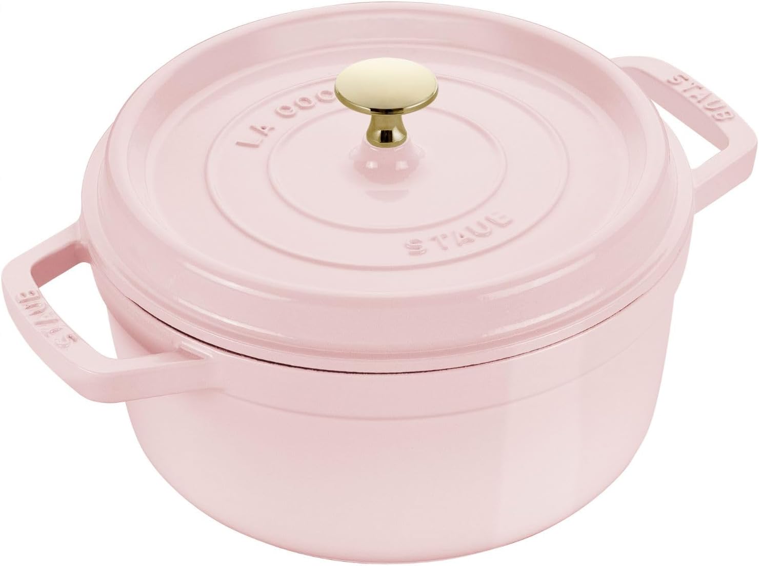 staub Cocotte Round Sorbet Rose Z1030-215 'Pico Cocotte Round Sorbet Rose 8.7 inches (22 cm) Pink Two-Handed Casting, Enameled Pot, Induction Compatible, Serial Number Included