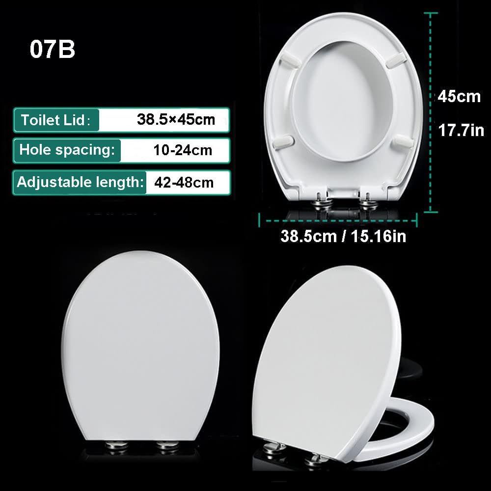 Toilet Seat Quick Release Toilet Seat with Top Fixing Hinges Will Slow Close, White Toilet Seat Round,Material, White,38.5×45cm (One Color 38.5x45cm)