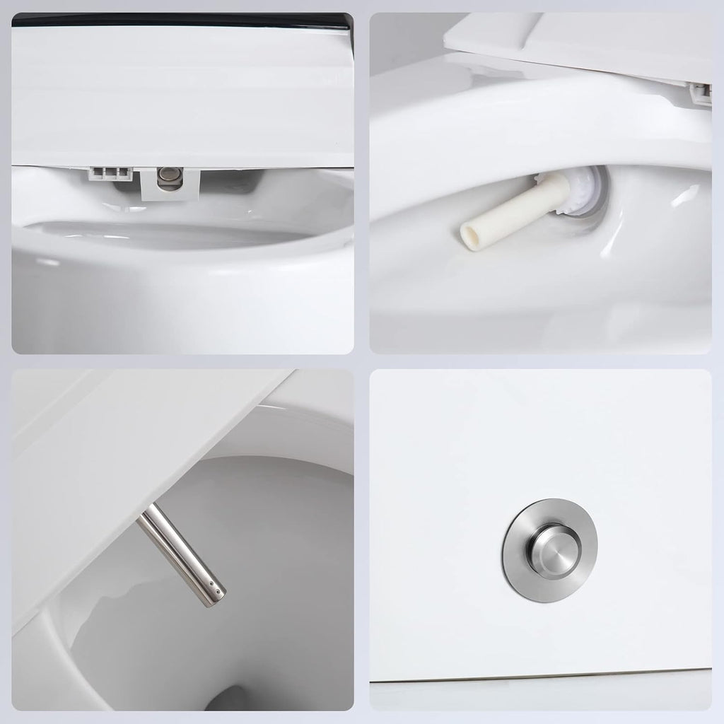 Bidet Toilet Smart Toilets for Bathrooms Modern Toilet with Bidet Built In One Piece Toilet Dual Flush Toilet with Foam Shield, Lubricate Inner Walls, Night Light Illumination (Foam_01)