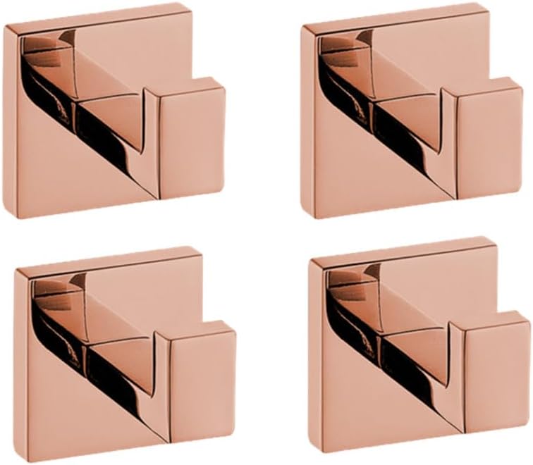 Shiny Polished Rose Gold Bathroom Hardware Accessories Towel Rack Toilet Paper Holder Towel Rail Bar Bathroom Robe Hook,4 PCS Hooks