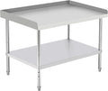 48'x28'x30' Stainless Steel Grill Stand Table, NSF Certified, 400 lbs Capacity, Adjustable Legs, 3-Sided 2' Edge Baffle for Kitchen, Restaurant, Hotel