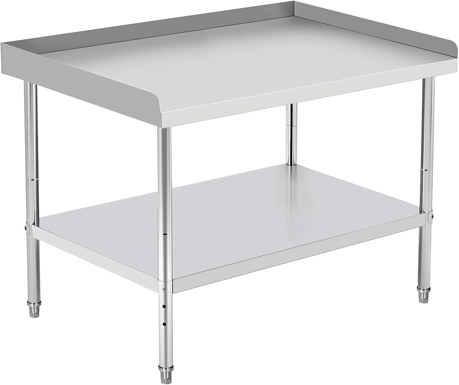 48'x28'x30' Stainless Steel Grill Stand Table, NSF Certified, 400 lbs Capacity, Adjustable Legs, 3-Sided 2' Edge Baffle for Kitchen, Restaurant, Hotel