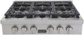 Pemberly Row 36 in Propane Gas Cooktop, Stainless Steel w/Silver Knobs, 6-Burner Range Top w/Auto Reignition, Cast-Iron Grates, Reversible Grill/Griddle, Professional Kitchen Appliance