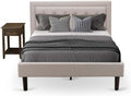 East West Furniture FN08F-1VL07 2-Piece Fannin Full Size Bedroom Set with 1 Mid Century Bed and a Mid Century Modern Nightstand - Reliable and Sturdy Construction - Mist Beige Linen Fabric