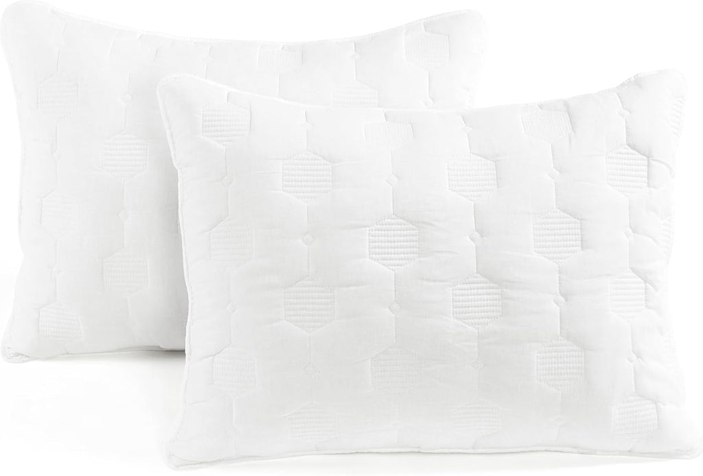 Lush Decor Hexagon Honeycomb Embroidered Textured Cotton Quilt 3 Piece Set Full/Queen White - Bedding Set - Geometric White Quilt - Minimalist Modern Decor