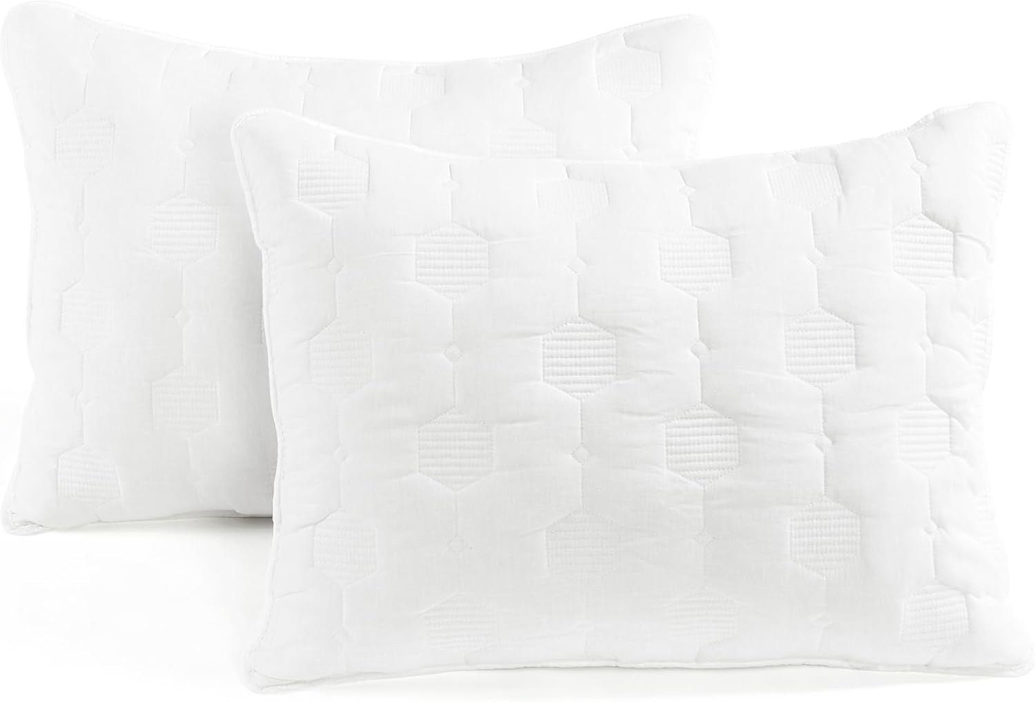 Lush Decor Hexagon Honeycomb Embroidered Textured Cotton Quilt 3 Piece Set Full/Queen White - Bedding Set - Geometric White Quilt - Minimalist Modern Decor