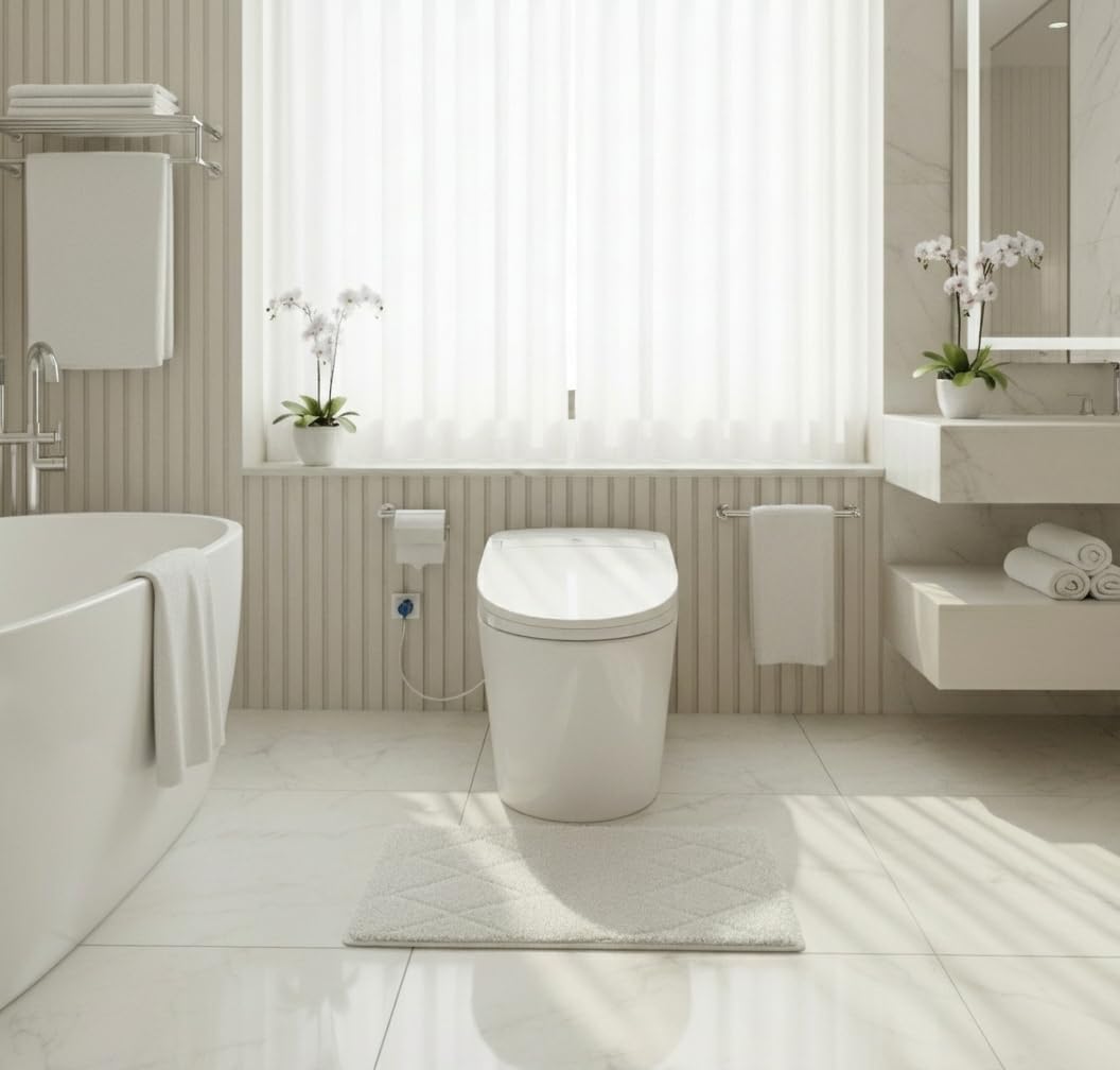GarveeTech Smart Toilet with Bidet Built in, Heated Seat & Dual Auto Flush, Foot Sensor, Modern Extended Electric Toilet with Water Tank, Warm Water Wash, Air Drying, LED Night Light, Remote