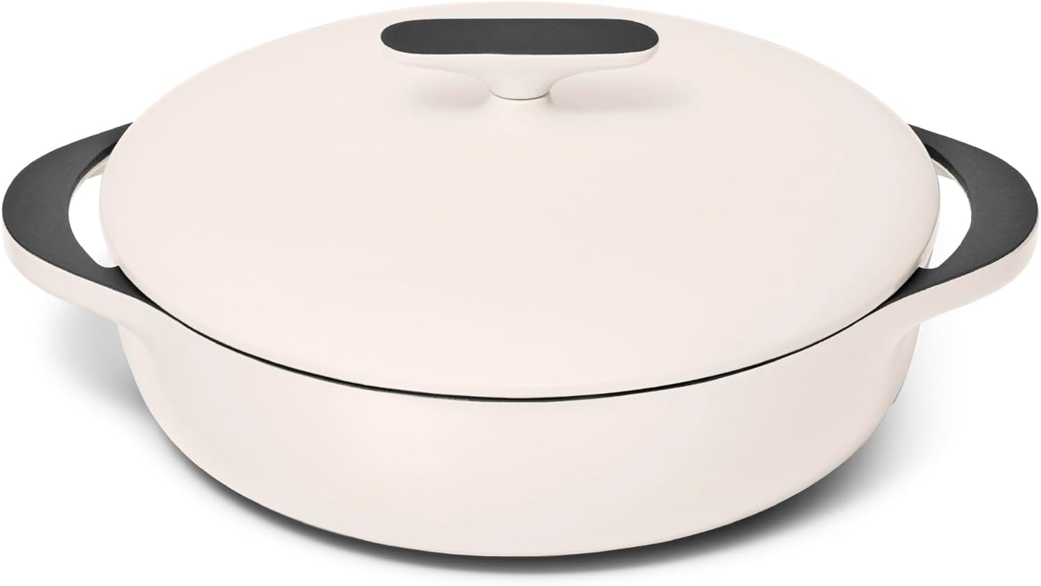 Caraway Enameled Cast Iron Braiser - 3.5 qt Braiser Pan - 3 Layer Enamel Coating - No Seasoning Required - Compatible With All Stovetops - Oven Safe - Free From Forever Chemicals - Cream