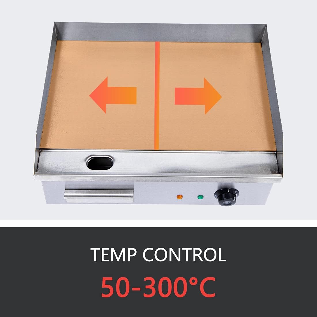 Commercial Electric Griddle, Teppanyaki Electric Griddle Cooktop Countertop Commercial Flat Top Grill Griddles BBQ Plate Grill Thermostatic Control 122-572℉