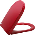 Soft Close Toilet Seats Round Toilet Seat Slow Close, Oval Toilet Seat with Non-Slip Seat Bumpers, Easy to Install (Red)