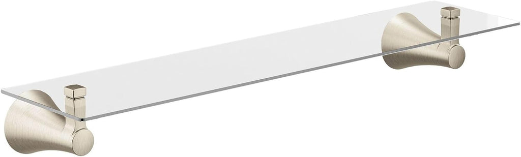 Moen Flara Brushed Nickel Glass Bathroom Vanity Shelf, 21' W x 5.19' D x 3' H, YB0390BN