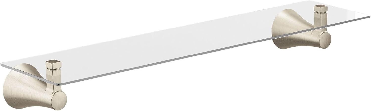 Moen Flara Brushed Nickel Glass Bathroom Vanity Shelf, 21' W x 5.19' D x 3' H, YB0390BN