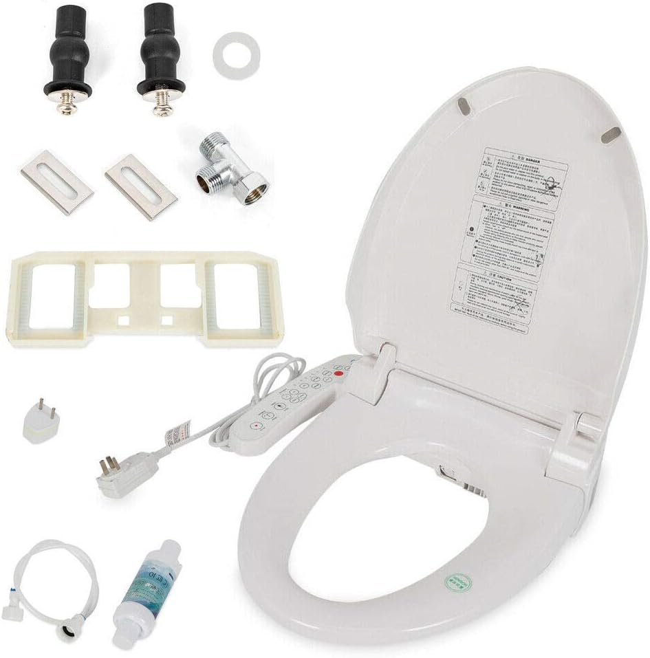Electric Automatic Bidet Toilet Seat,Luxury Intelligent Bidet Warm Toilet Seat Without Remote Control Deodorization Elongated Heated Seat w/Double Nozzles for Elongated Toilets 1300W 110V US Stock