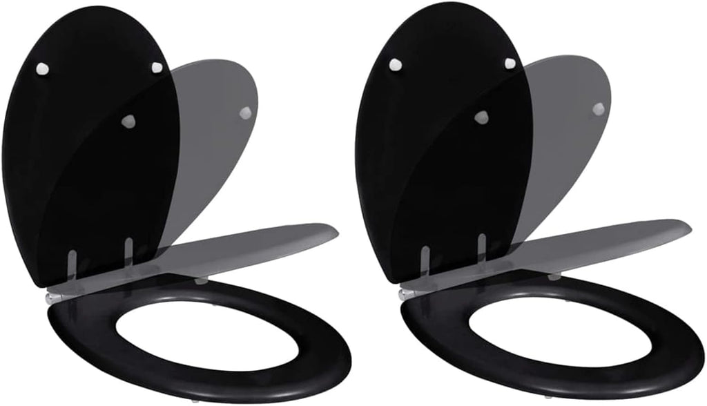 Toilet Seats with Soft Close Lids 2 pcs MDF Black Toilet & Bidet Seats