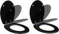 Toilet Seats with Soft Close Lids 2 pcs MDF Black Toilet & Bidet Seats
