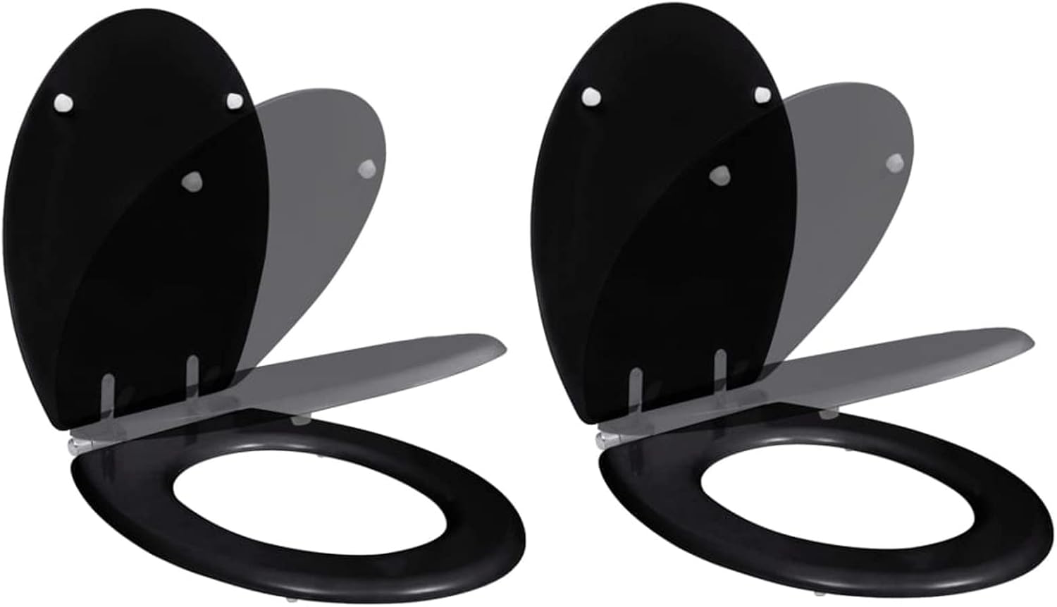 Toilet Seats with Soft Close Lids 2 pcs MDF Black Toilet & Bidet Seats