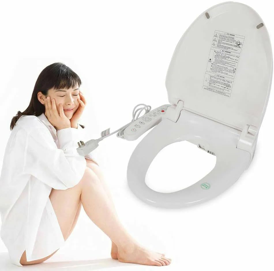 Smart Bidet Heated Toilet Seat Electronic Heated Elongated Toilet Seat Replacement with Warm Air Dryer Temperature Control Wash Function（1300W)