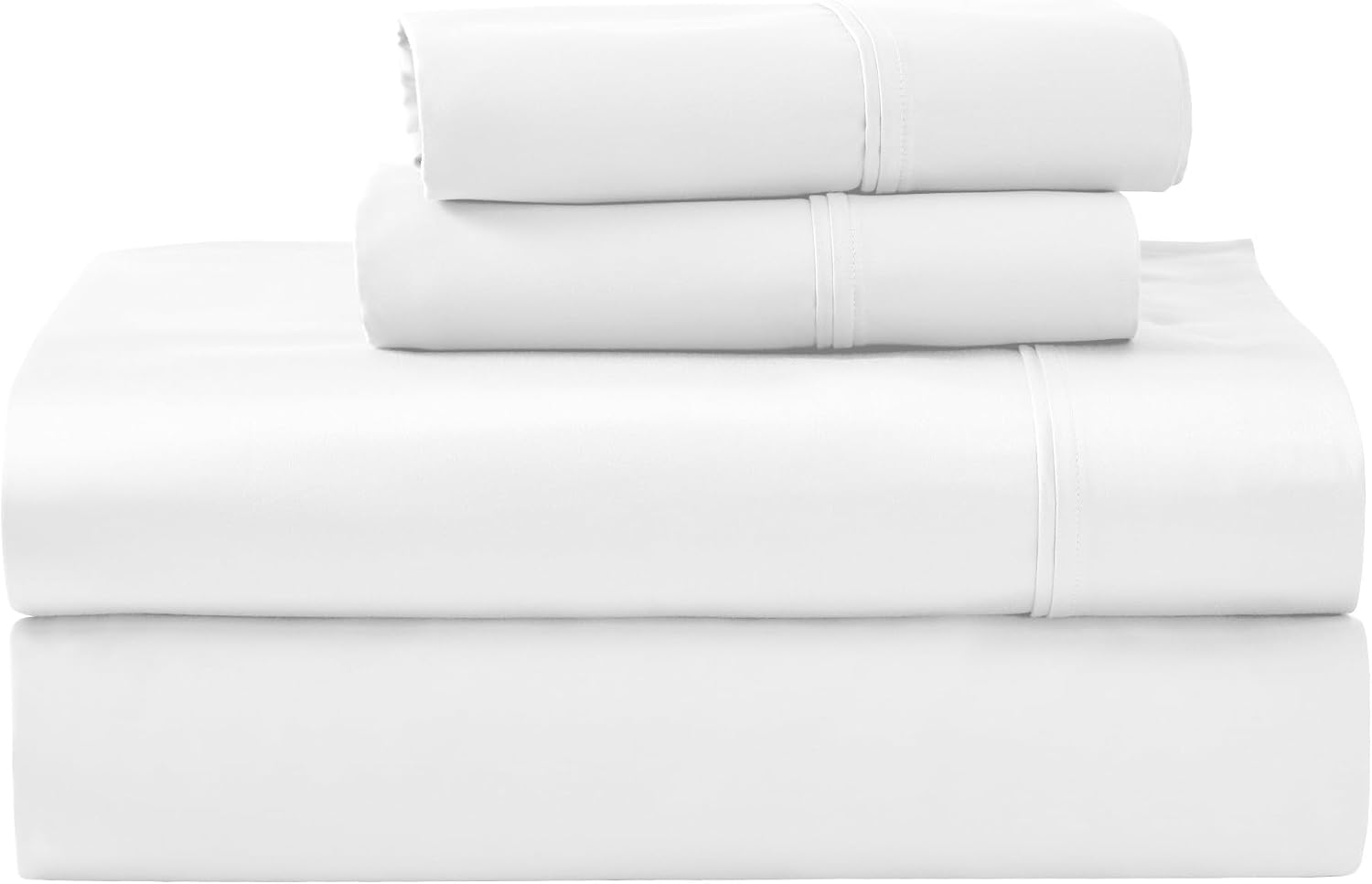 Superior 1200 Thread Count Egyptian Cotton Sheet Set, Bedroom Sheets, Modern Home Essentials, Luxury Bedding, 1 Elastic Deep Pocket Fitted Bed Sheet, 1 Flat Sheet, 2 Pillowcases, Queen, White