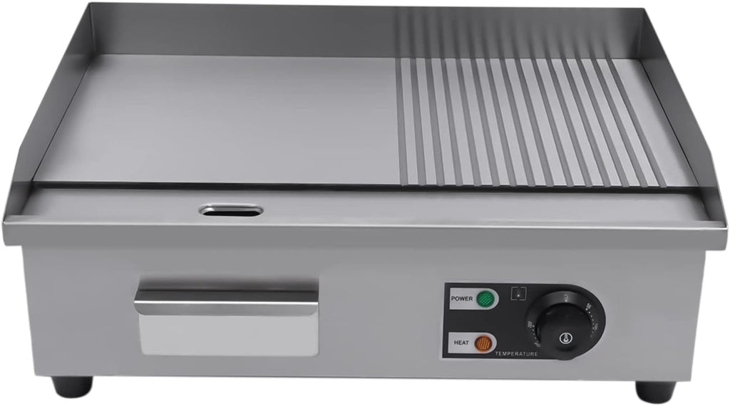Teppanyaki,Commercial Griddle Electric Flat Top Grill,110v Electric Flat Top Griddle Non Stick With122~572℉ Adjustable Temperature Control,Stainless Steel Restaurant Teppanyaki Griddle