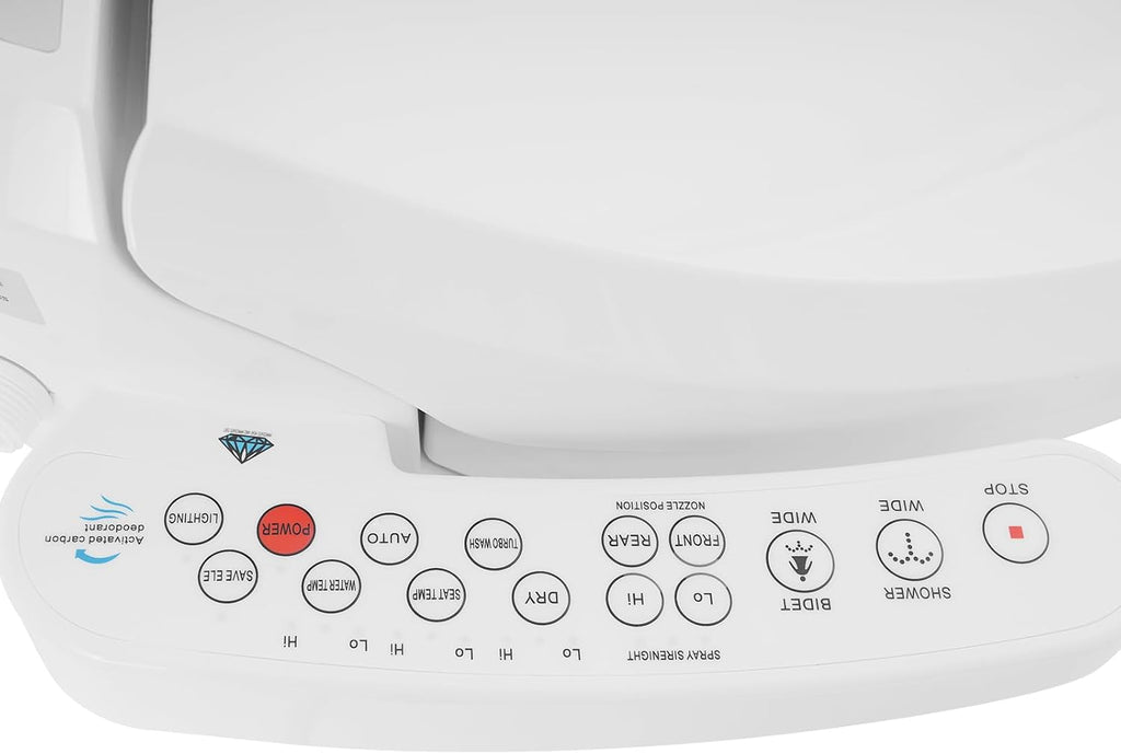 Bidet Toilet Seat, Elongated Heated Bidet Toilet Seat with Self-Cleaning Nozzle, Multiple Wash Modes, Deodorizer, Adjustable Self-Cleaning Nozzles, LED Light, Soft Close Lid (White)