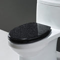 Toilet Seat Resin Glitter Toilet Seat, Sparkle Toilet Seat Cover Round Oval, Easy Installation and Cleaning, Soft Close Toilet Seat (Black)