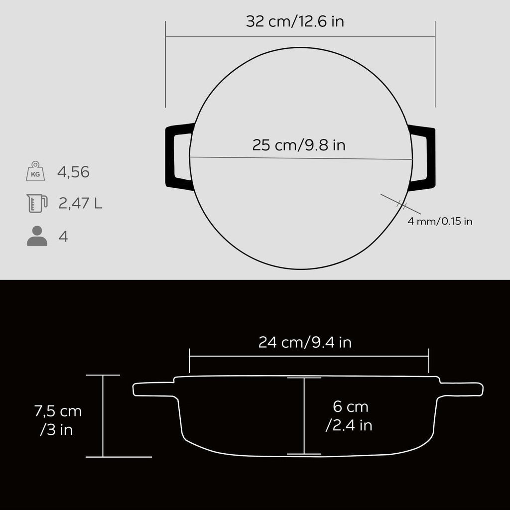 Lava Signature Enameled Cast-Iron Multi-Purpose Braiser Oven - 2-1/2 Quart, Obsidian Black