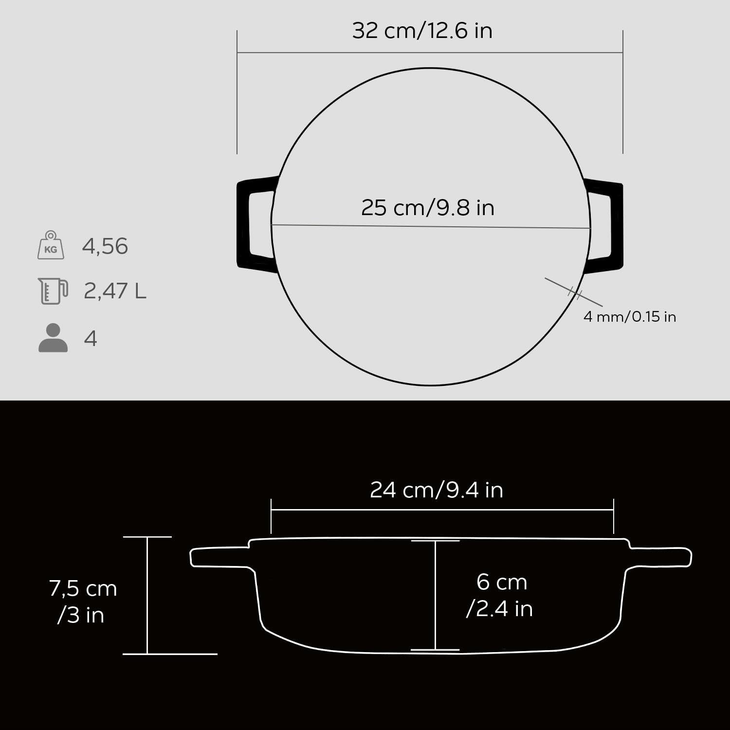 Lava Signature Enameled Cast-Iron Multi-Purpose Braiser Oven - 2-1/2 Quart, Obsidian Black