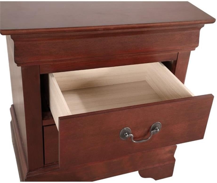 Pemberly Row Set of 2 Twin Sleigh Bed and 2-Drawer Nightstand in Cherry
