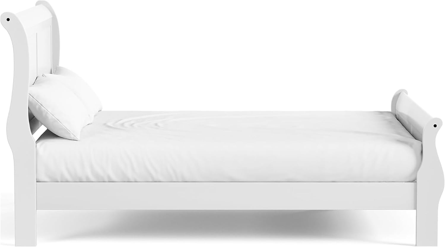 Furniture of America Louis Philippe Traditional Wood Bed Frame with Headboard and Footboard, Elegant Sleigh Design Bedframe for Bedroom, Guest Room, Easy Assembly, Box Spring Required, Queen, White