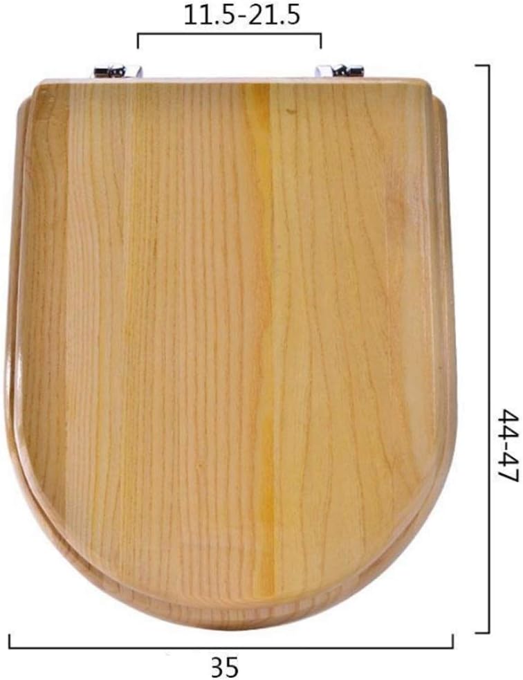 Solid Wood Toilet Seat Round with Adjustable Hinges Home Bathroom Accessory Decor Color
