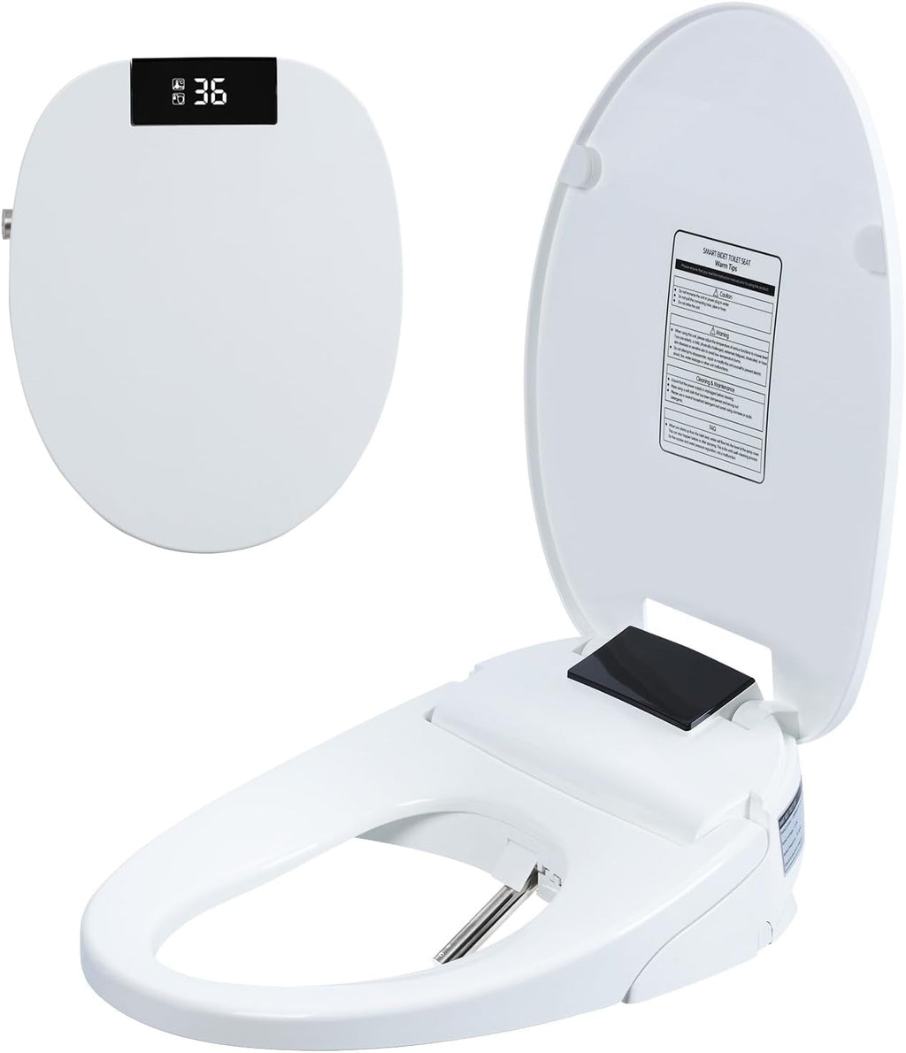 Bidet Attachment for Toilet with Heated Seat Instant Warm Water – Electric Bidet Toilet Seat with Self Cleaning Nozzle Perfect for Enhanced Comfort in Restrooms White 1
