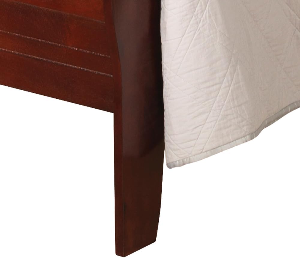 GDFStudio Queen Size Wood Platform Bed Frame, Classic Sleigh Design with Curved Trim & Wood Posts,Easy Assembly, Box Spring Required,Timeless Elegant Bedroom Furniture,Cherry