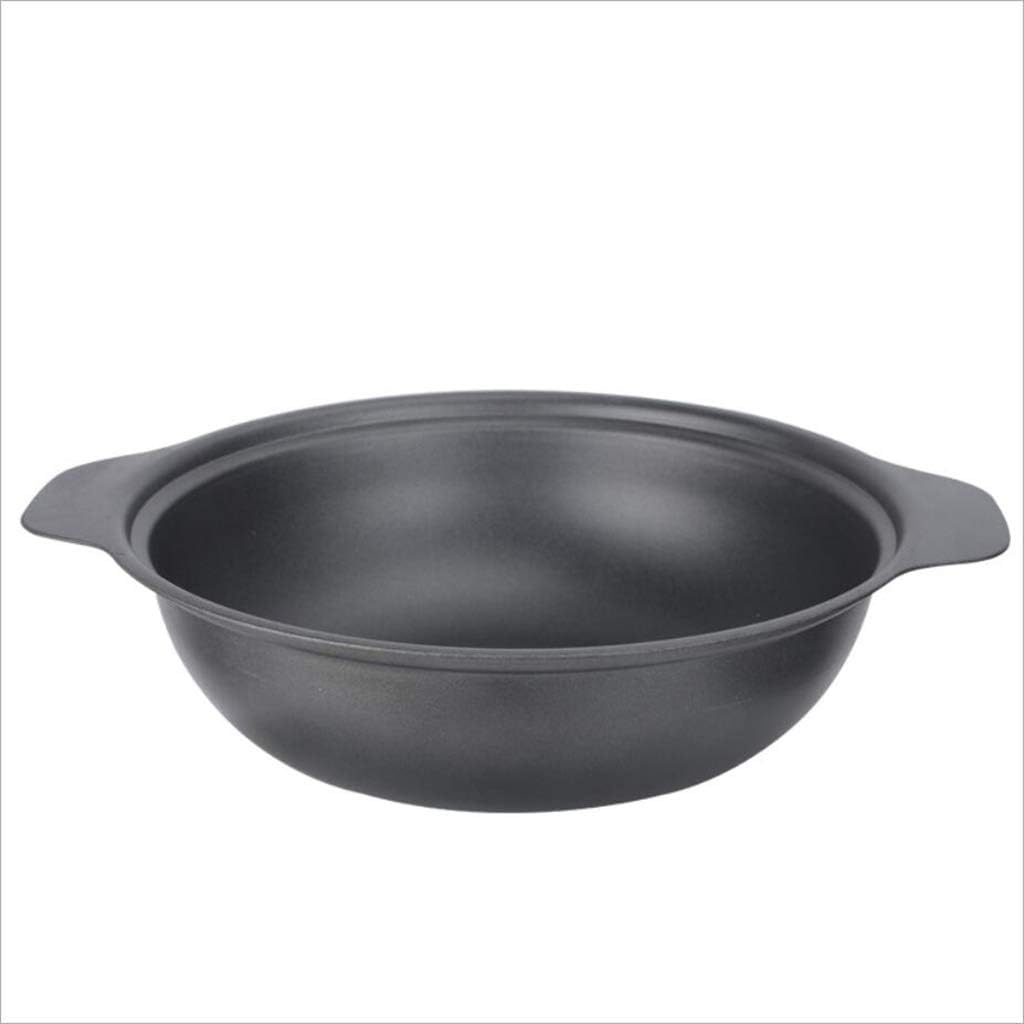 Cast Iron Casserole Non-Stick Pot Braiser Pan with Cover,Black, M2, as described/118 (Color : S2)
