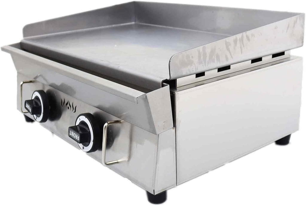 Commercial Stainless Steel LPG Gas Griddle Grill, 21.3' x 13.4' Flat Top Countertop Griddle for Steak, Pancakes & Teppanyaki, 2800Pa, Home & Outdoor Use