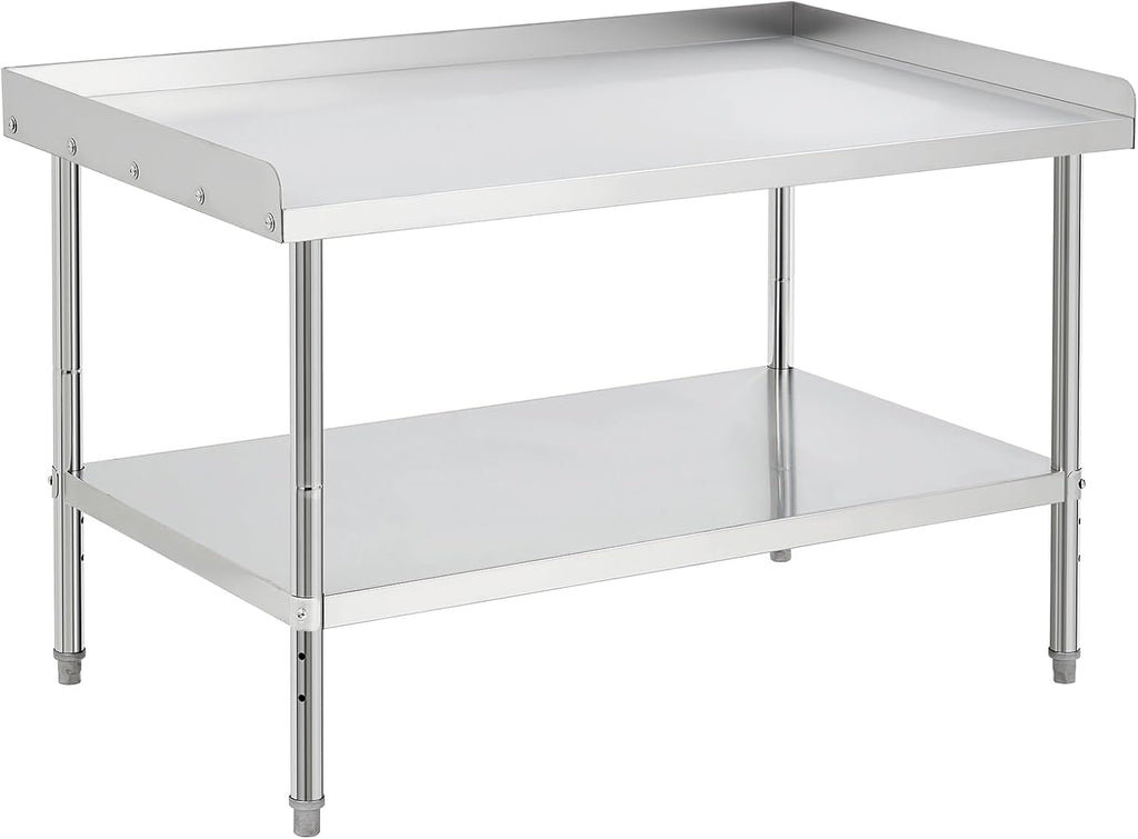 GarveeTech Stainless Steel Grill Stand Table - 48x30x30 Inches, 660 LBS Heavy-Duty Capacity, NSF Certified, with 2' Edge Baffle for Home, Commercial Restaurant Kitchen, Hotel