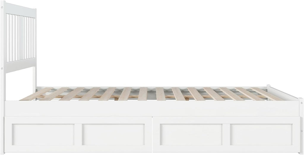 AFI, Tahoe Queen Platform Bed with Matching Footboard & Set of 2 Under-Bed Storage Drawers, White