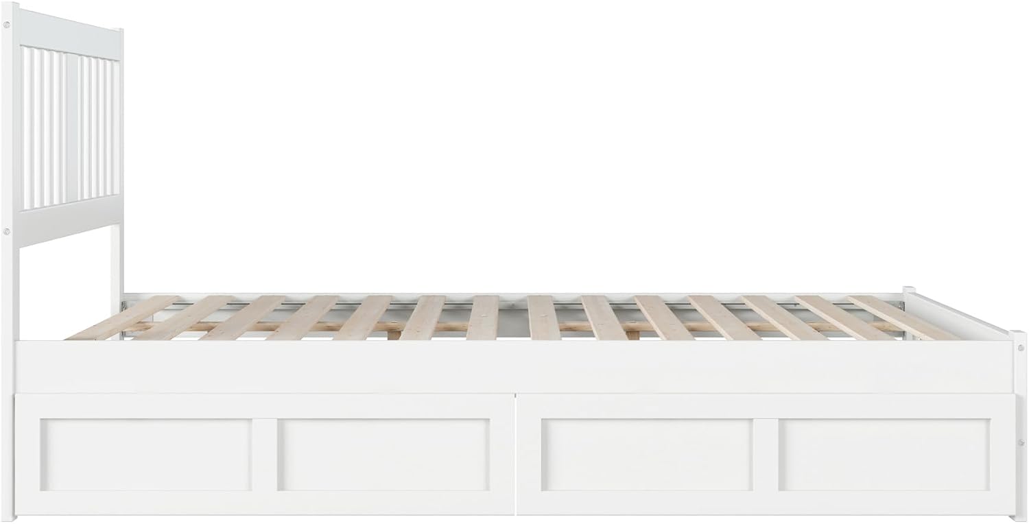 AFI, Tahoe Queen Platform Bed with Matching Footboard & Set of 2 Under-Bed Storage Drawers, White