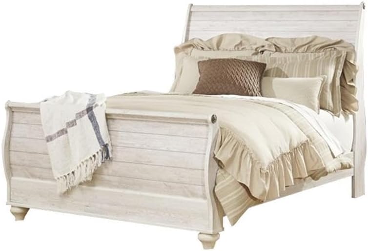 Ashley Furniture Willowton Queen Sleigh Bed in Whitewash