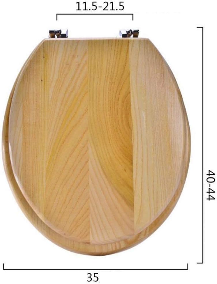Solid Wood Toilet Seat Round with Adjustable Hinges Home Bathroom Accessory Decor Color
