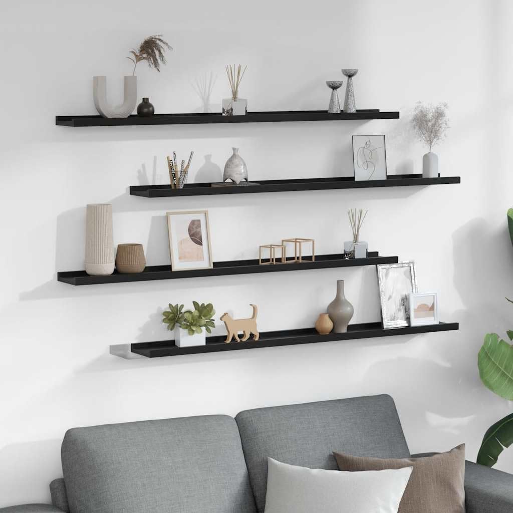 4-Pack 39.4' Black MDF Floating Shelves 11 lb Wall Display for Living Room/Bedroom/Bathroom