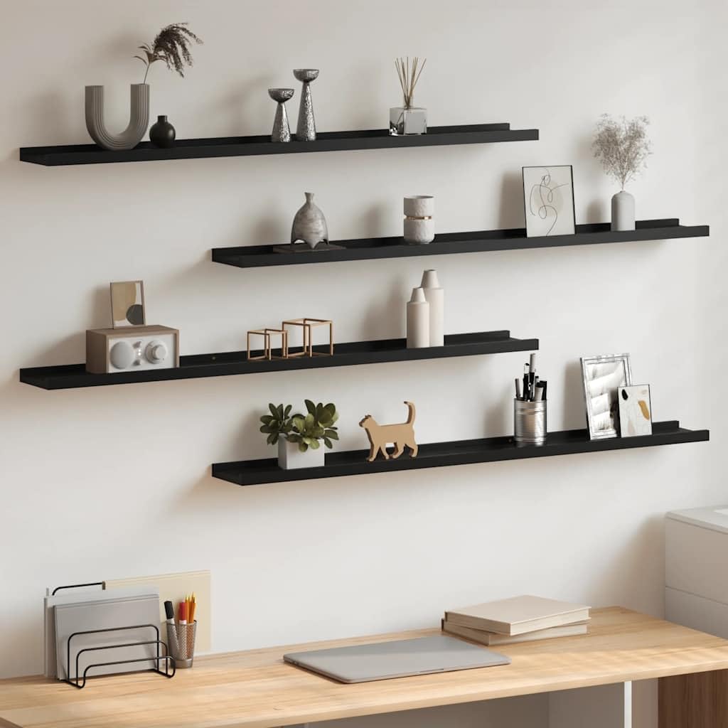 4-Pack 39.4' Black MDF Floating Shelves 11 lb Wall Display for Living Room/Bedroom/Bathroom