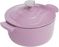 Home Use Dutch Oven for Bread Baking 1.6L Cast Iron Braiser with Lid Dual Handles Casserole Pot for Soup Ribs Waterless Cooking(Purple)
