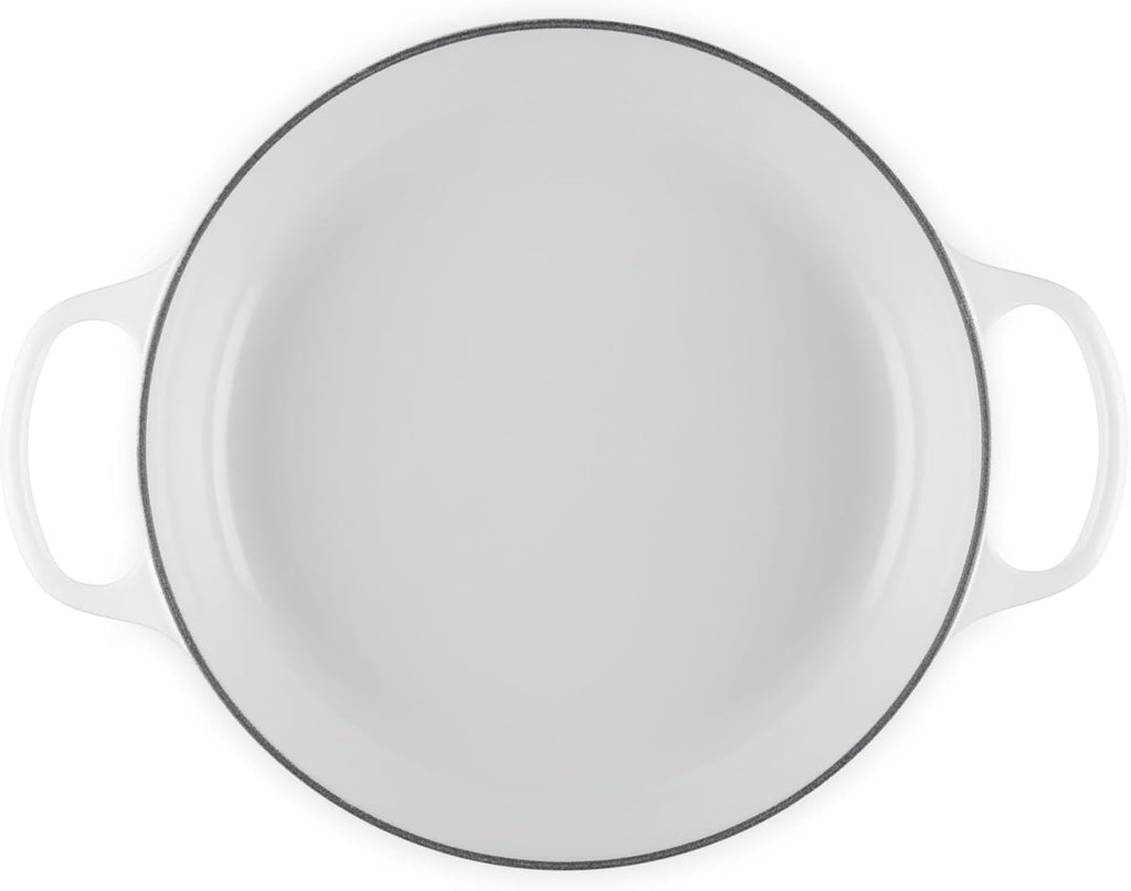 Le Creuset Enameled Cast Iron Signature Round Braiser with Glass Lid, 2.25 qt., White